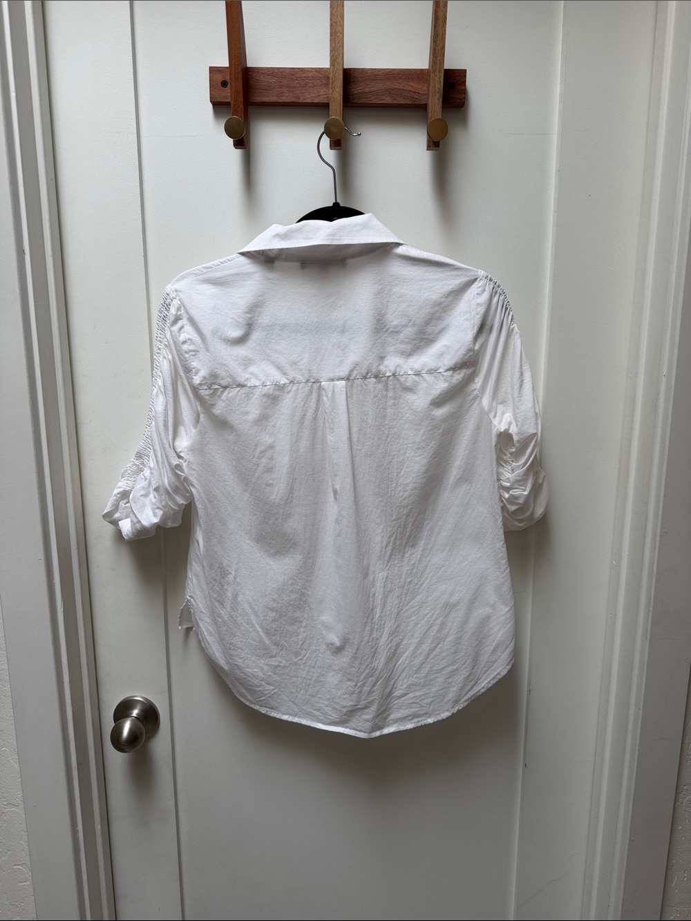 Veronica Beard 100% Cotton White Button-Front Ruched Sleeve Shirt size M - Picture 4 of 6